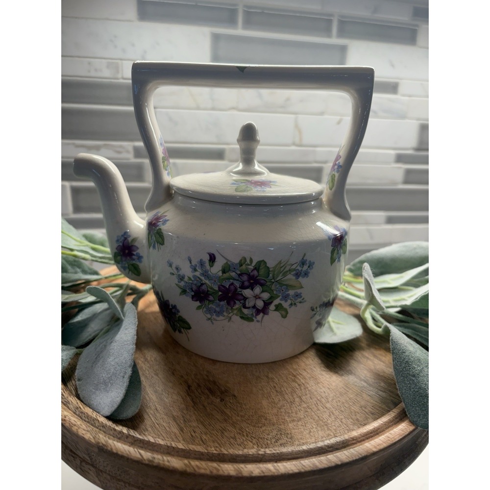 Arthur Wood England Ceramic Floral Round Tea Pot Glossy Pottery Decorative
